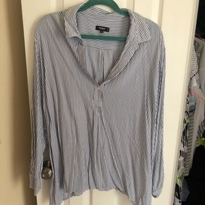 Blue and White Pinstripe Blouse